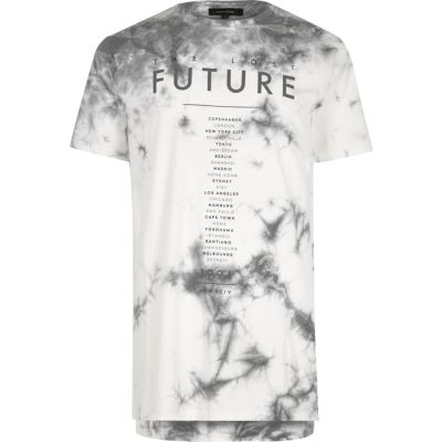 White future print tie dye T-shirt